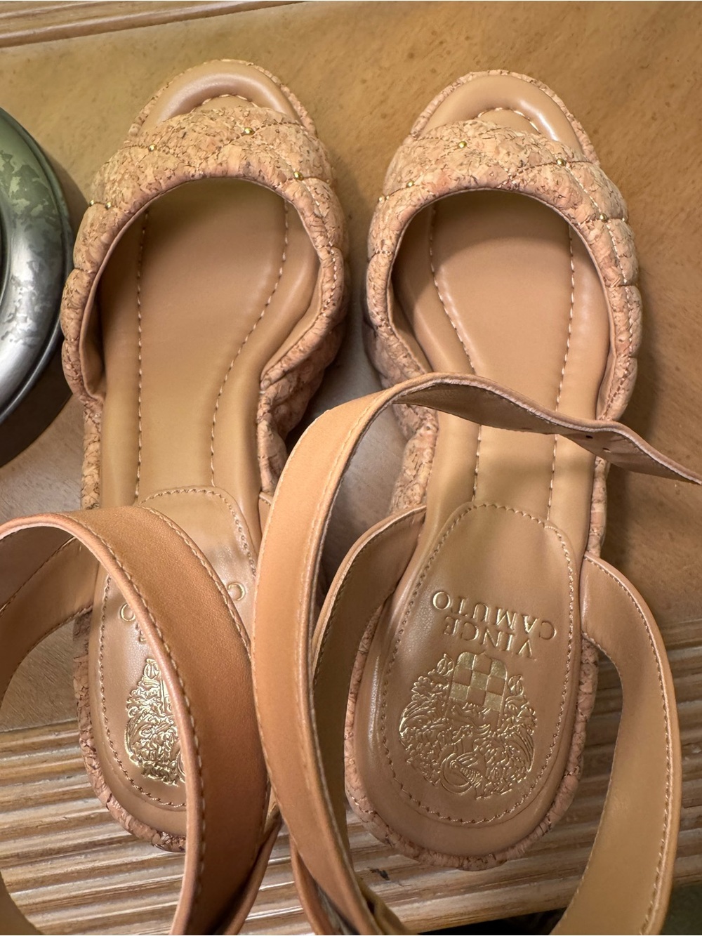 Quilted Cork Platform Sandals - Tan - Picture 5 of 6